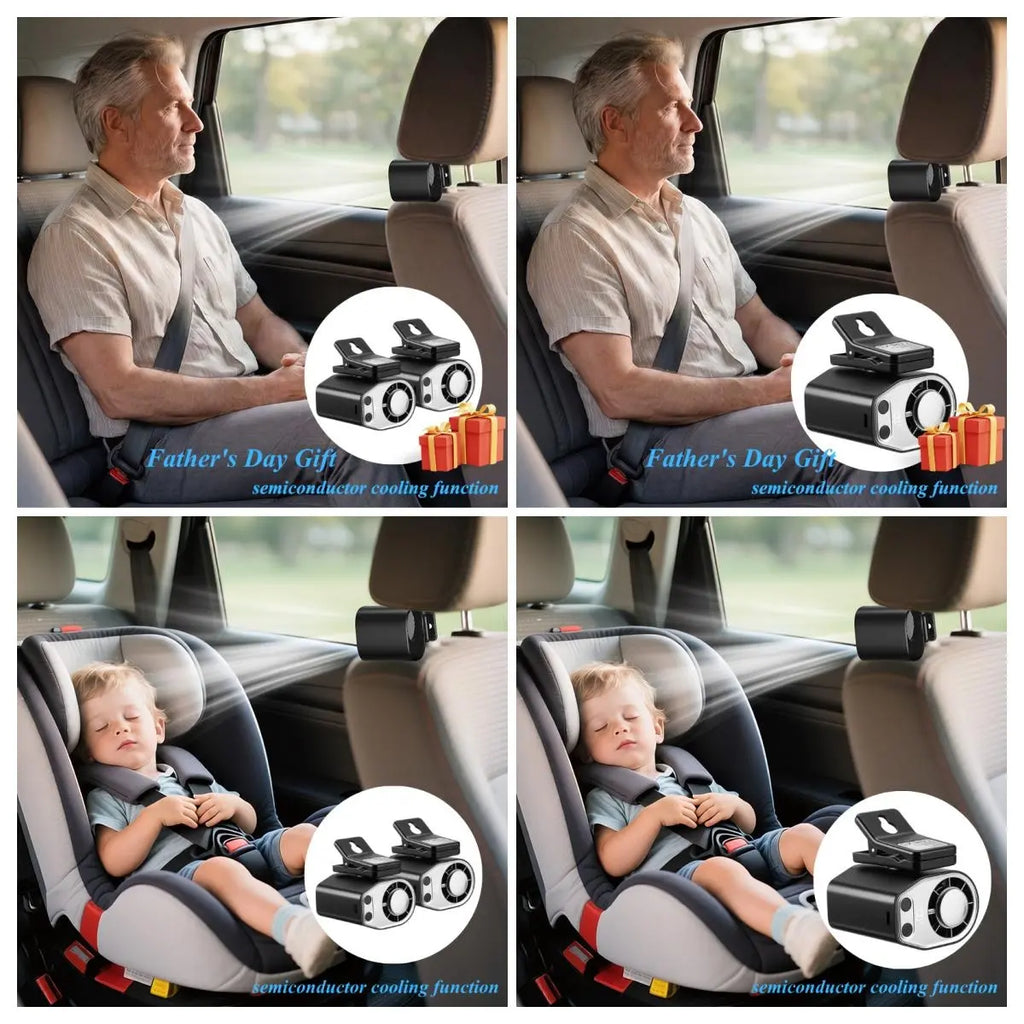 【Father'S Day Gift】Joytutus Car Clip-On Fan, Car Accessories, Portable Fan with LED Display, 360° Rotation, 100-Speed Stepless Adjustment, Usb-Rechargeable Charging Button , Cars Accessories