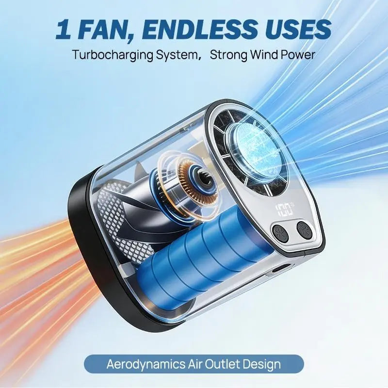 【Father'S Day Gift】Joytutus Car Clip-On Fan, Car Accessories, Portable Fan with LED Display, 360° Rotation, 100-Speed Stepless Adjustment, Usb-Rechargeable Charging Button , Cars Accessories