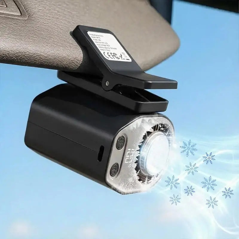 【Father'S Day Gift】Joytutus Car Clip-On Fan, Car Accessories, Portable Fan with LED Display, 360° Rotation, 100-Speed Stepless Adjustment, Usb-Rechargeable Charging Button , Cars Accessories