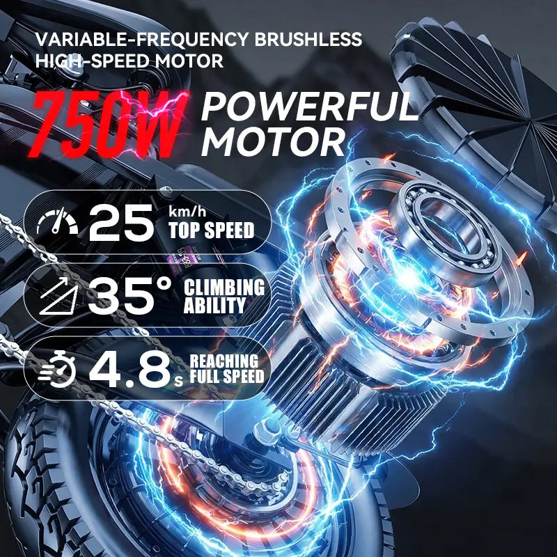Folding Electric Bicycle (Ebike) with 500W Motor, 48V 15Ah Battery, 14-Level Shock Absorption, 45Km Range, Dual Disc Brakes, UL2849 Certification for Hardcore Outdoor Cycling, Smart Features, Ebikes
