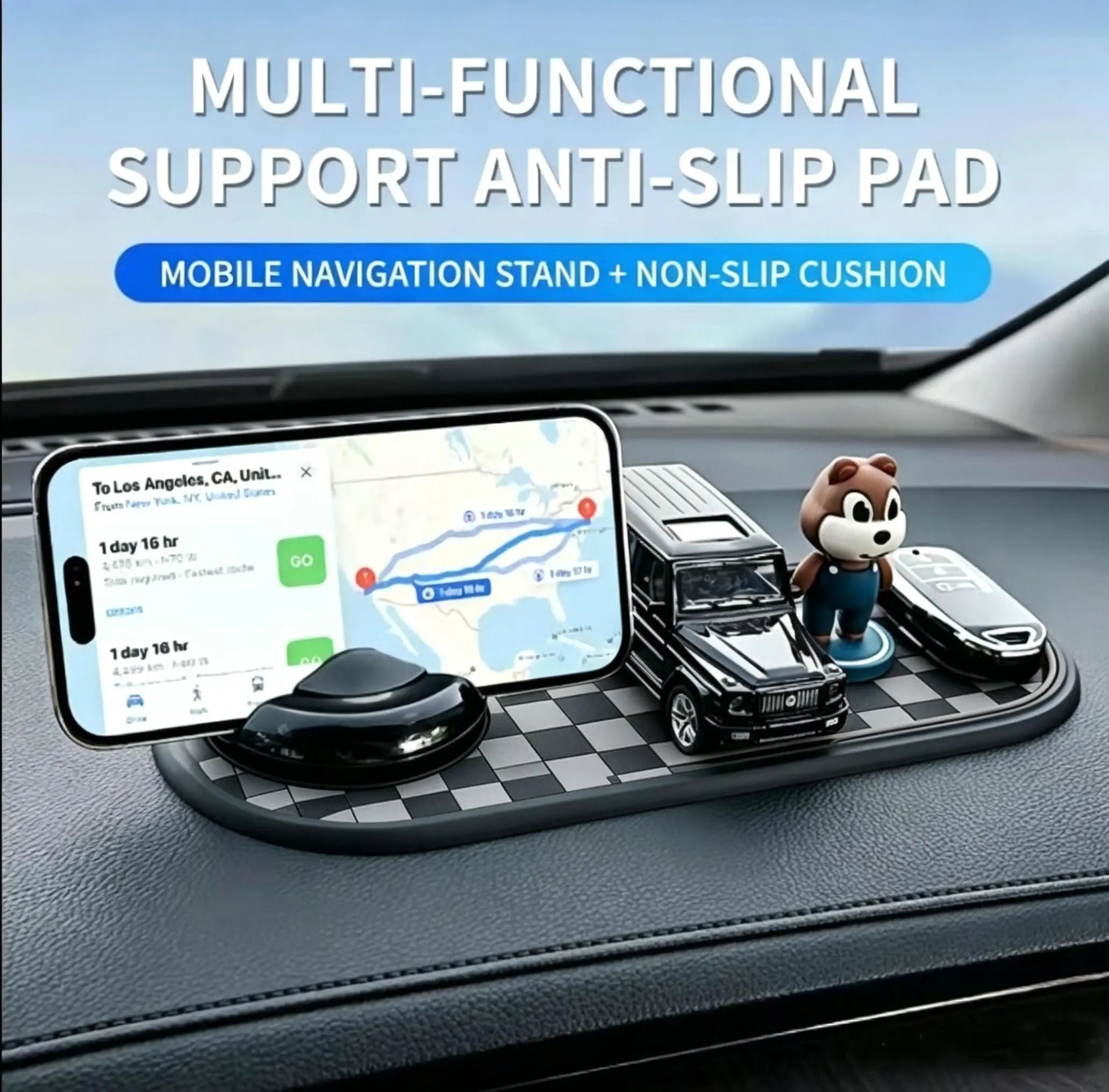 【Fathersdaygift】Universal Anti-Slip Car Dashboard Mat with 360°Rotating Phone Holder - Multi-Functionalorganizer Pad for Phones, Sunglasses, Keys, Anddaily Essentials 1 Carplay Screen Slot Mountinterior Accessories