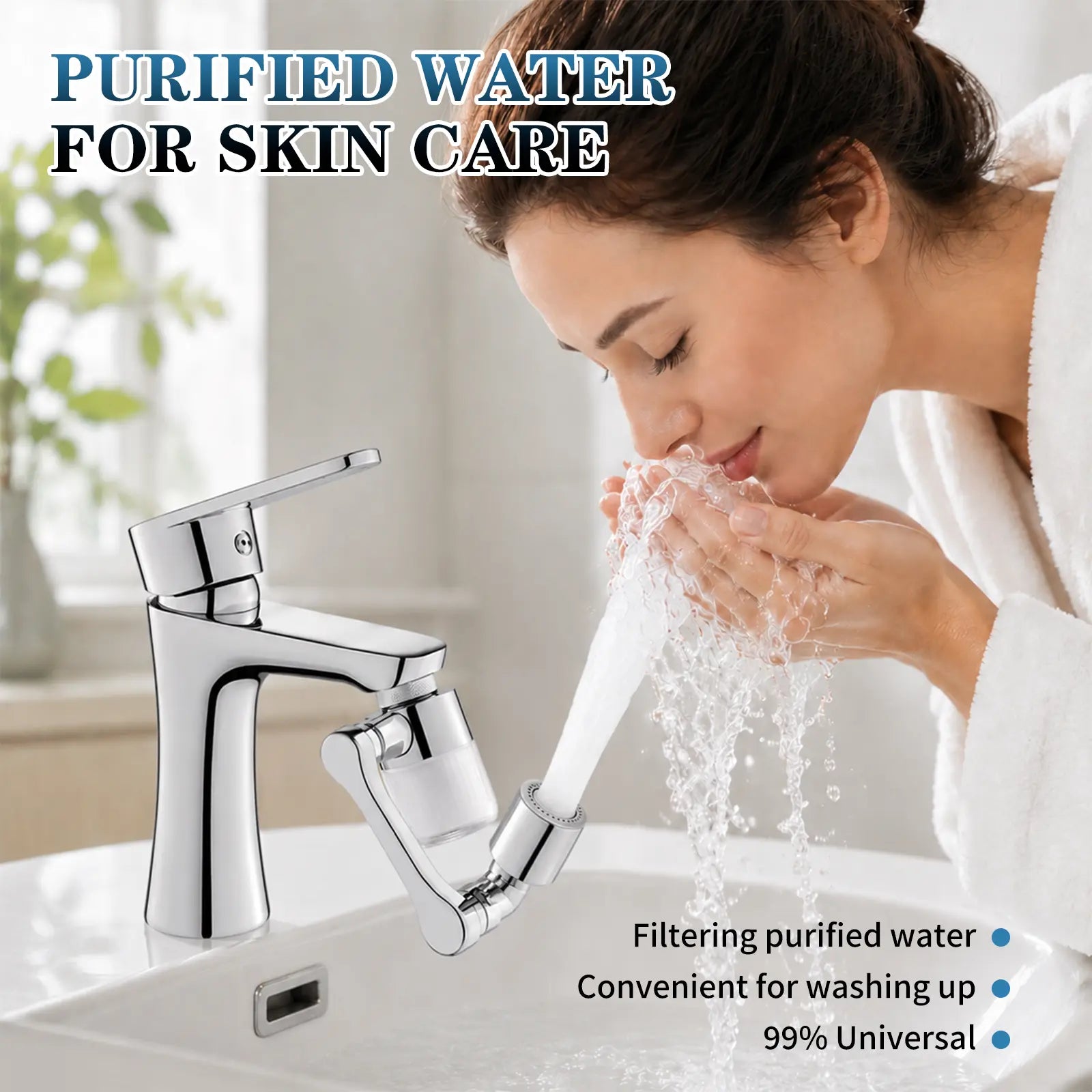 SOPAMI 3D Swivel Faucet Aerator Filter Set - 360-Degree Rotatable, Anti-Splash Soft Flow, Clear Visible Shell, 3 Replacement Cartridges, Universal Adapter for Kitchen, Bathroom Sinks