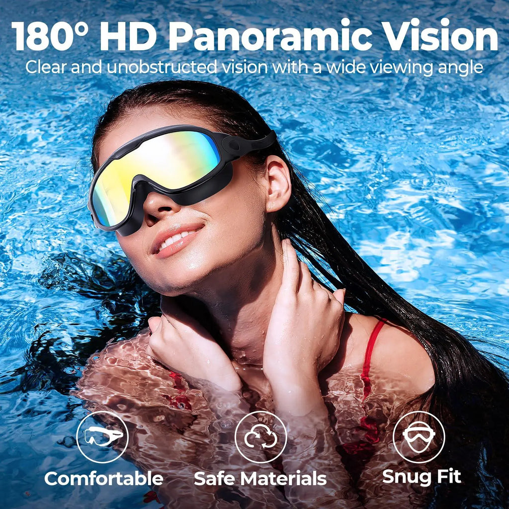 3/2Pack Adult Swim Goggles, Wide View UV400 Anti-Fog Leakproof Swimming Glasses with Nose Clips, Unisex for Outdoor Water Sports,Summervibes Outdoorfun