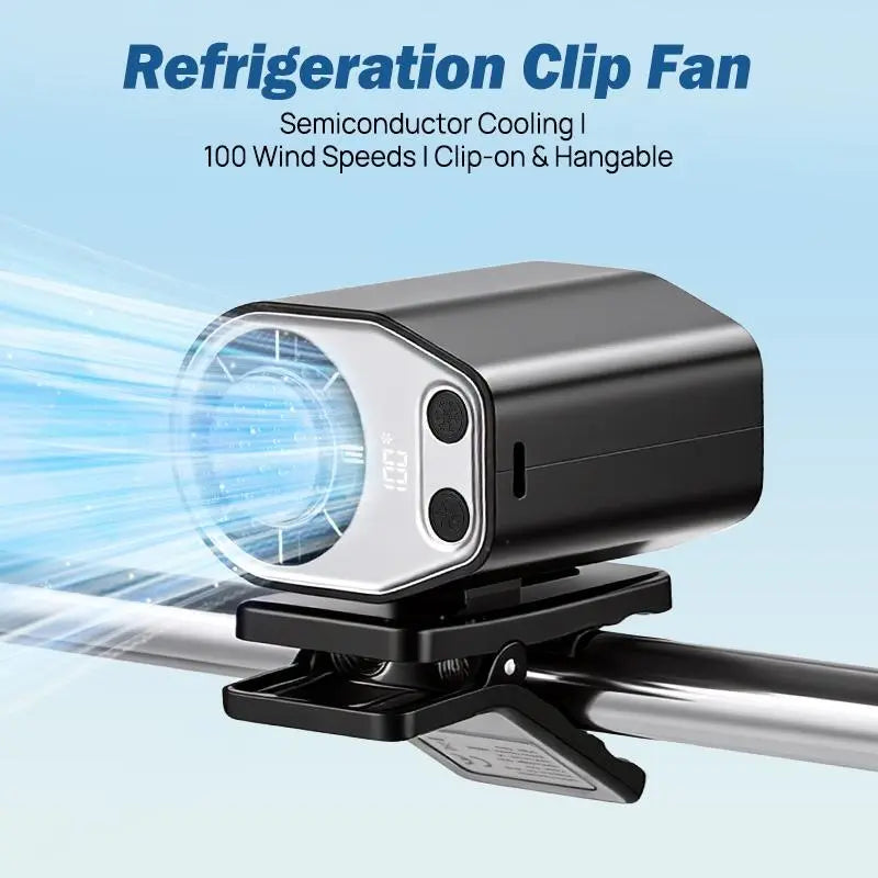 【Father'S Day Gift】Joytutus Car Clip-On Fan, Car Accessories, Portable Fan with LED Display, 360° Rotation, 100-Speed Stepless Adjustment, Usb-Rechargeable Charging Button , Cars Accessories