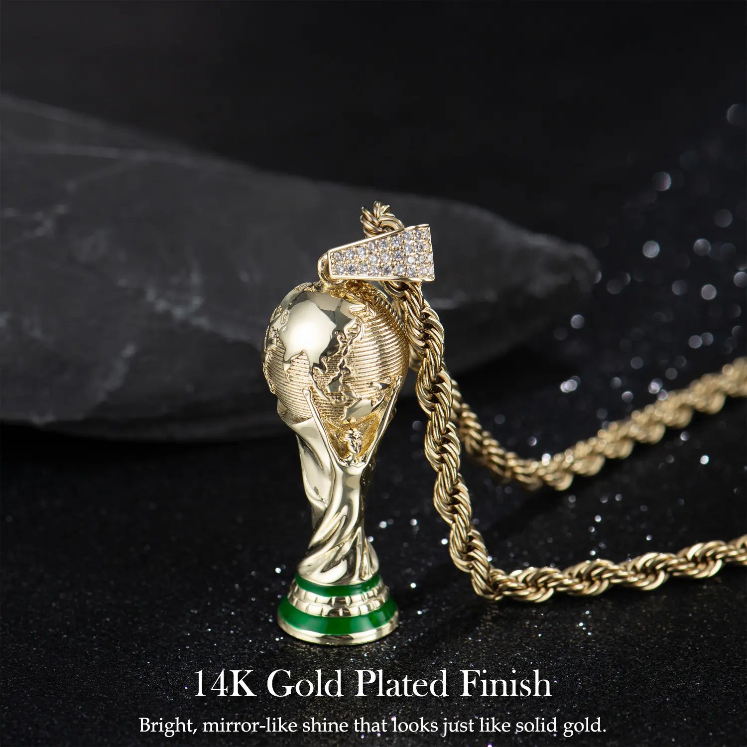Holylegend 14K Real Gold Plated 2026 World Cup Rope Chain,24 Inches Long and 5Mm Wide, Hand-Polished and Multi-Plated, Suitable for Daily Wear