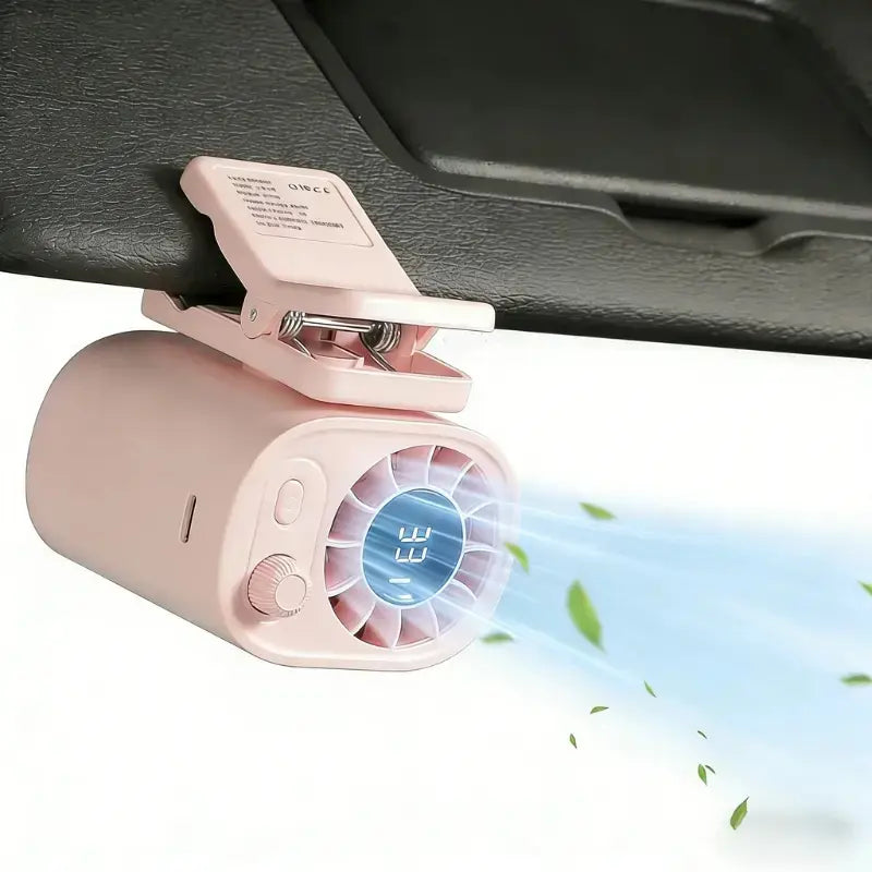 【Father'S Day Gift】Joytutus Car Clip-On Fan, Car Accessories, Portable Fan with LED Display, 360° Rotation, 100-Speed Stepless Adjustment, Usb-Rechargeable Charging Button , Cars Accessories