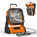 NEW 20000Mah Camping Fan with LED Lantern, Rechargeable Battery Powered Oscillating Fan with Hook and Emergency Light, Portable Tent Fan with Timer, 4 Speeds, Suitable for Outdoor Camping RV Power Outage, Orange, Green