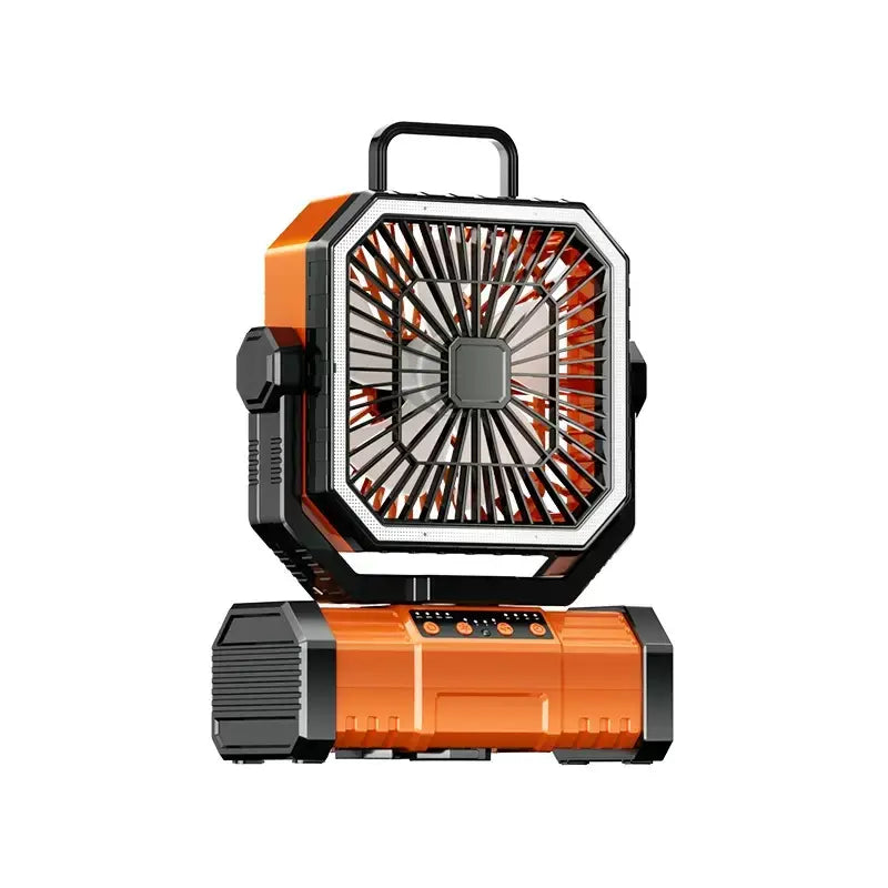 NEW 20000Mah Camping Fan with LED Lantern, Rechargeable Battery Powered Oscillating Fan with Hook and Emergency Light, Portable Tent Fan with Timer, 4 Speeds, Suitable for Outdoor Camping RV Power Outage, Orange, Green