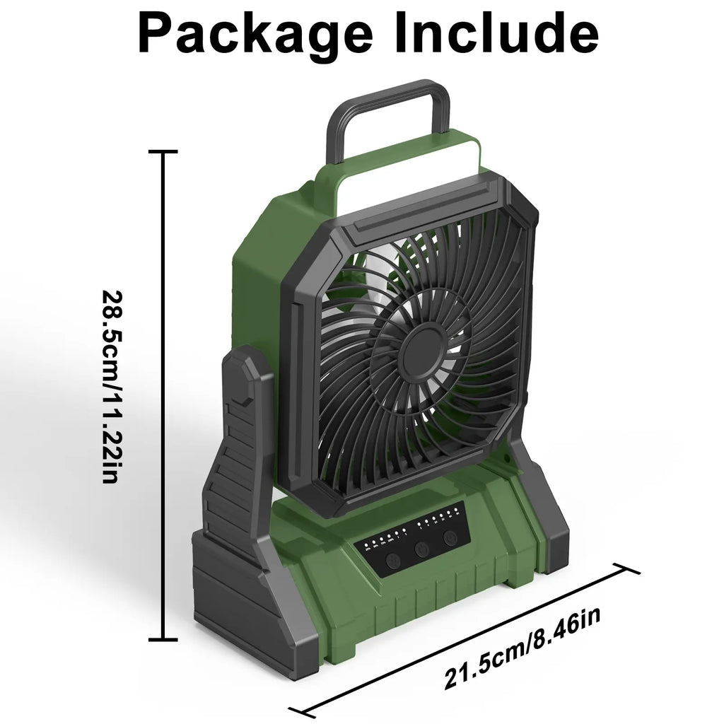 NEW 20000Mah Camping Fan with LED Lantern, Rechargeable Battery Powered Oscillating Fan with Hook and Emergency Light, Portable Tent Fan with Timer, 4 Speeds, Suitable for Outdoor Camping RV Power Outage, Orange, Green