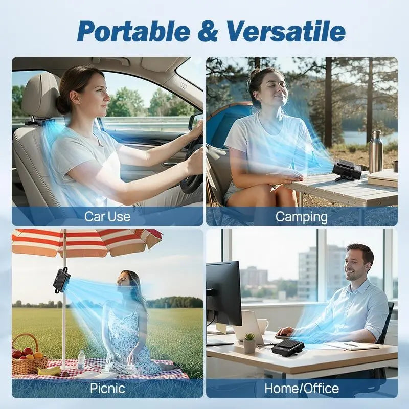 【Father'S Day Gift】Joytutus Car Clip-On Fan, Car Accessories, Portable Fan with LED Display, 360° Rotation, 100-Speed Stepless Adjustment, Usb-Rechargeable Charging Button , Cars Accessories