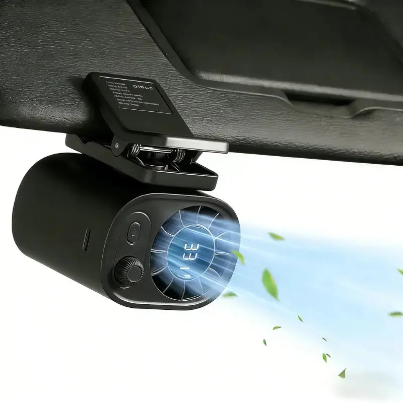 【Father'S Day Gift】Joytutus Car Clip-On Fan, Car Accessories, Portable Fan with LED Display, 360° Rotation, 100-Speed Stepless Adjustment, Usb-Rechargeable Charging Button , Cars Accessories