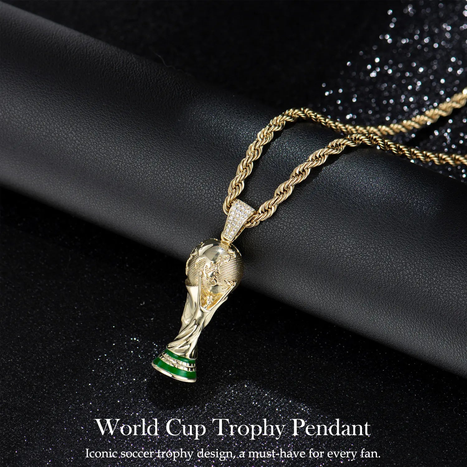 Holylegend 14K Real Gold Plated 2026 World Cup Rope Chain,24 Inches Long and 5Mm Wide, Hand-Polished and Multi-Plated, Suitable for Daily Wear