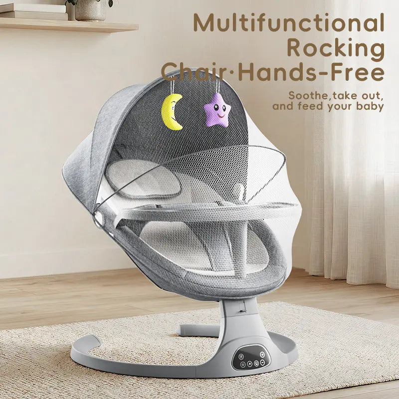5-Speed Adjustable Baby Electric Swing, Portable Anti-Recline Newborn Rocking Chair