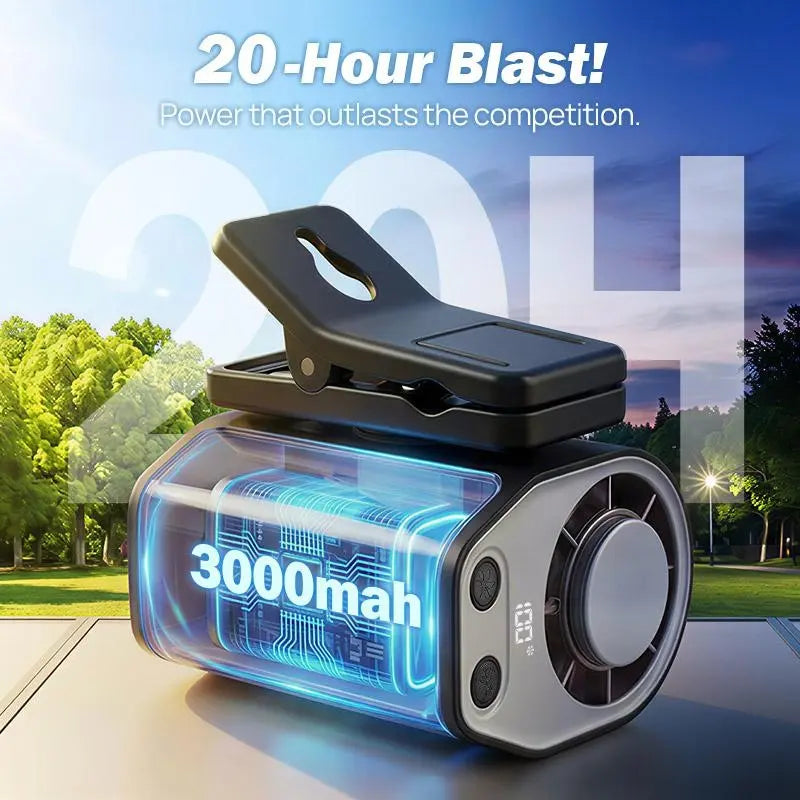【Father'S Day Gift】Joytutus Car Clip-On Fan, Car Accessories, Portable Fan with LED Display, 360° Rotation, 100-Speed Stepless Adjustment, Usb-Rechargeable Charging Button , Cars Accessories