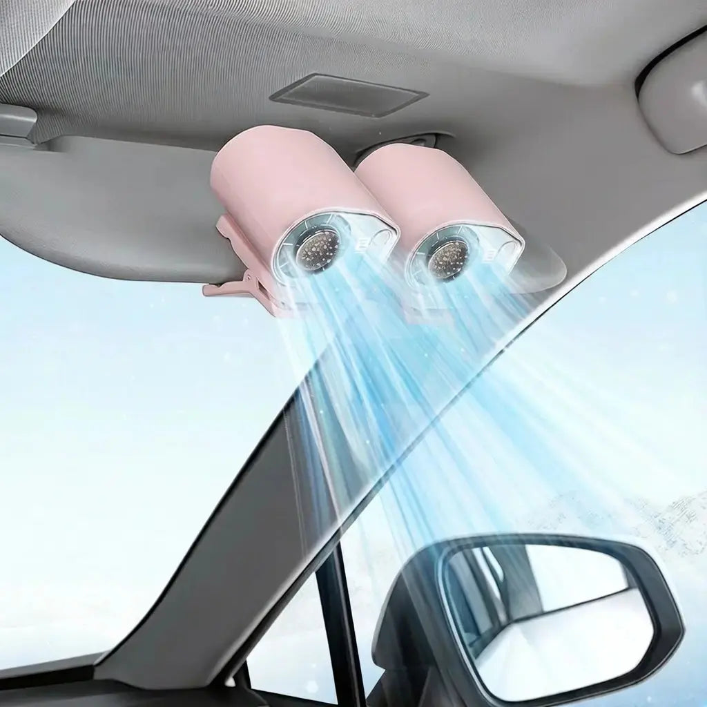 【Father'S Day Gift】Joytutus Car Clip-On Fan, Car Accessories, Portable Fan with LED Display, 360° Rotation, 100-Speed Stepless Adjustment, Usb-Rechargeable Charging Button , Cars Accessories