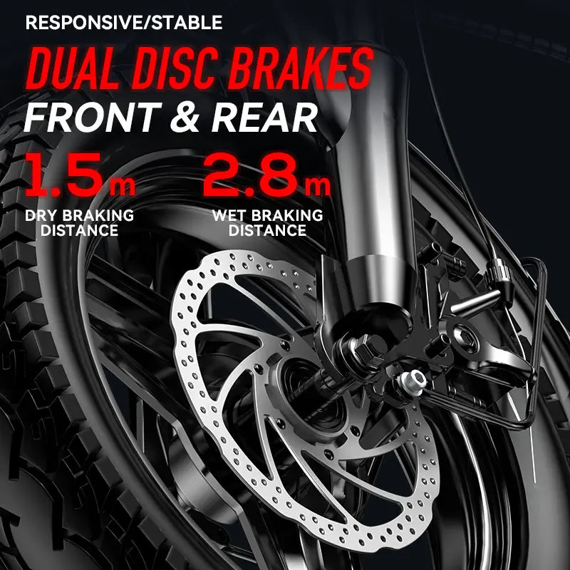 Folding Electric Bicycle (Ebike) with 500W Motor, 48V 15Ah Battery, 14-Level Shock Absorption, 45Km Range, Dual Disc Brakes, UL2849 Certification for Hardcore Outdoor Cycling, Smart Features, Ebikes