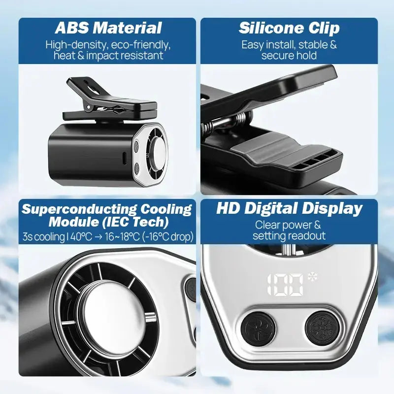 【Father'S Day Gift】Joytutus Car Clip-On Fan, Car Accessories, Portable Fan with LED Display, 360° Rotation, 100-Speed Stepless Adjustment, Usb-Rechargeable Charging Button , Cars Accessories