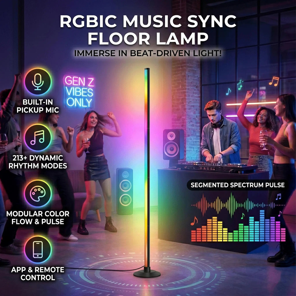 Modern RGB Corner Floor Lamp , Smart App & Remote Control, Space-Saving Ambient LED Light for Bedroom, Living Room & Gaming Setup